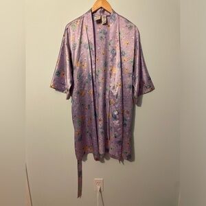 Delicates Floral Satin Robe Small Purple